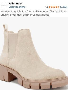 JULIET HOLY Chelsea Lug-Sole Platform Ankle Boots Nude 7 1/2 New in Box NWT